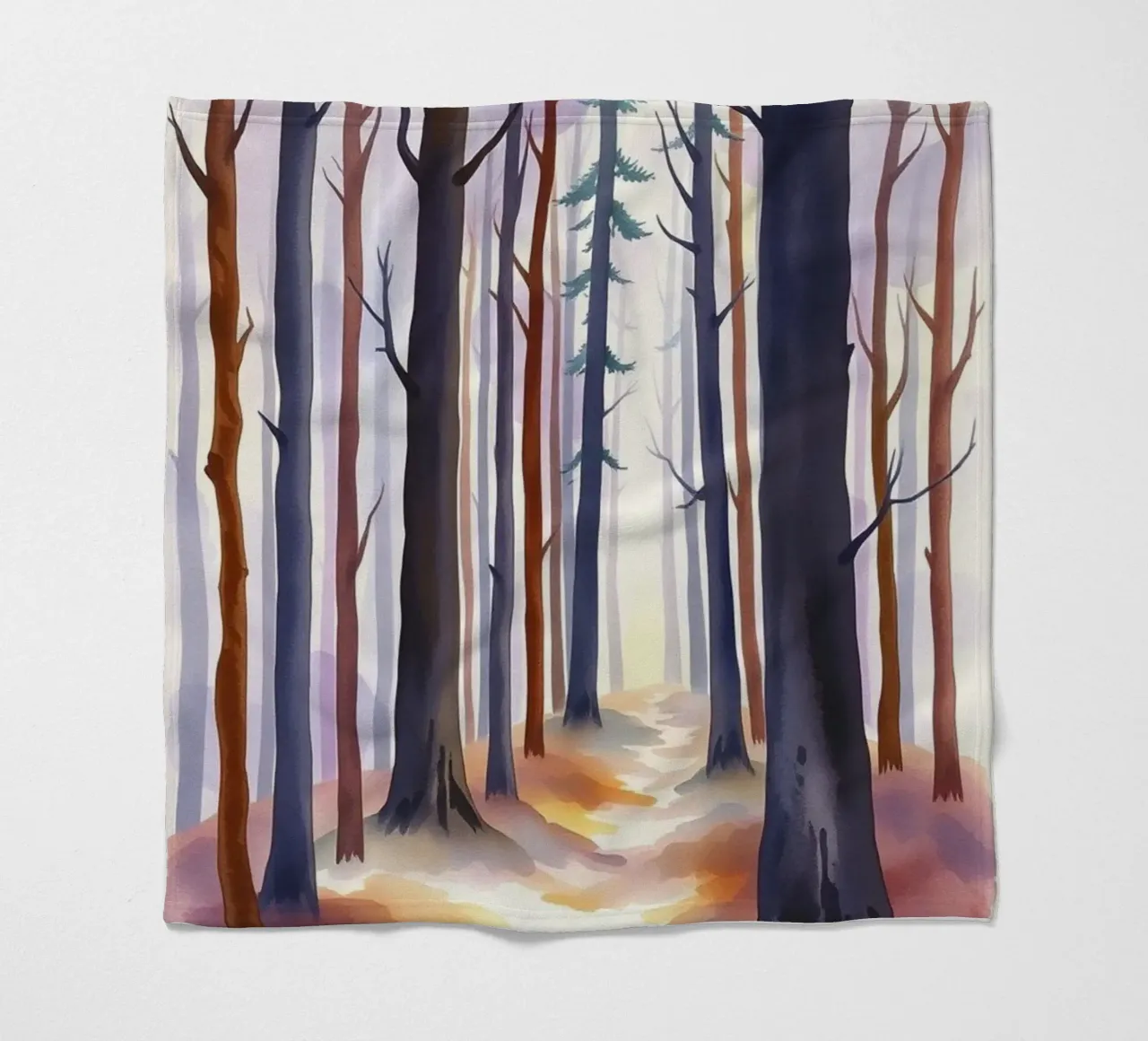A Mystical Journey Through Tall Trees and Shimmering Light fleece blanket by Artistic-shop