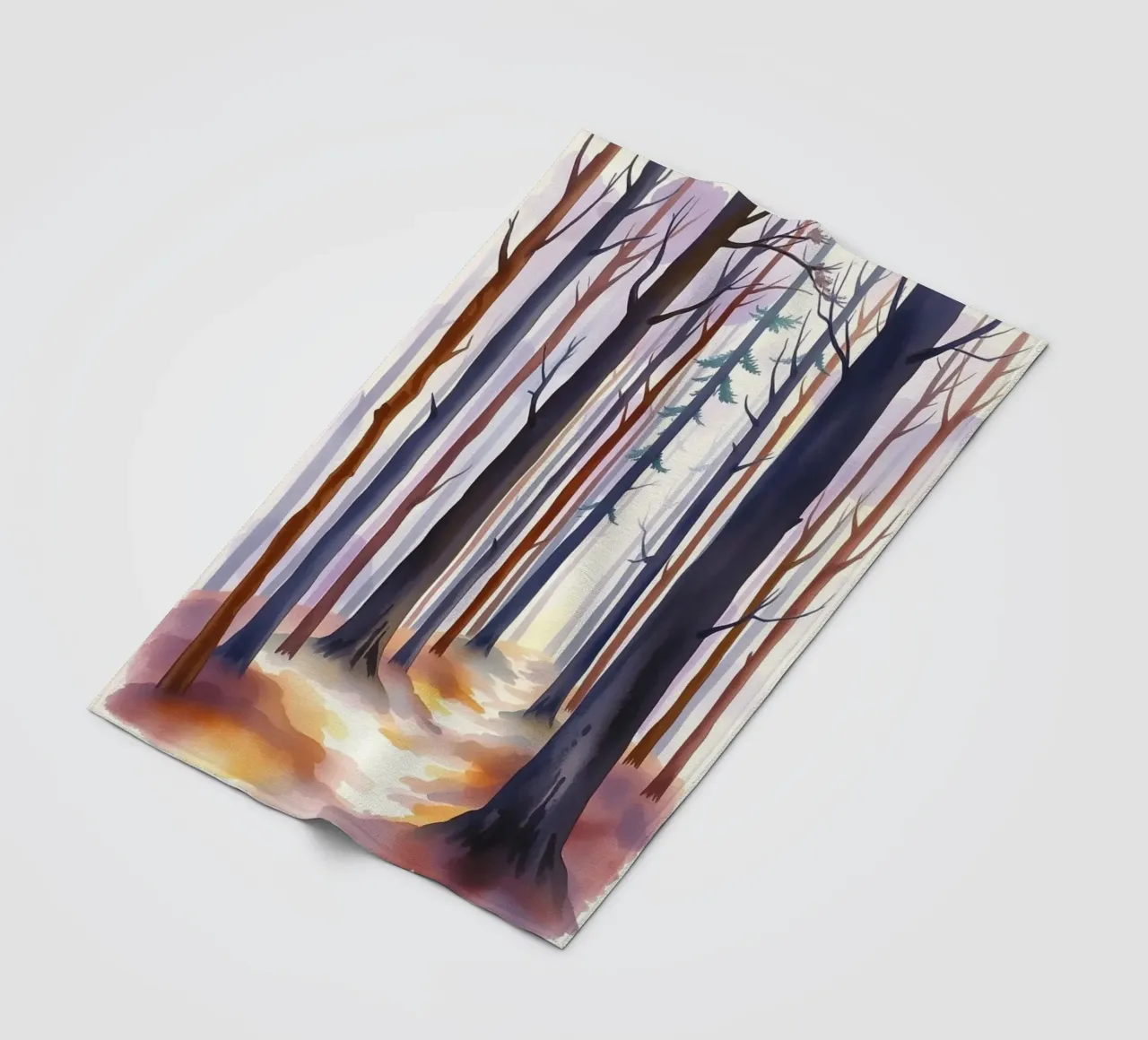 A Mystical Journey Through Tall Trees and Shimmering Light fleece blanket by Artistic-shop