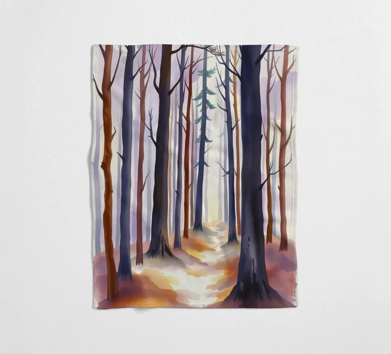 A Mystical Journey Through Tall Trees and Shimmering Light fleece blanket by Artistic-shop