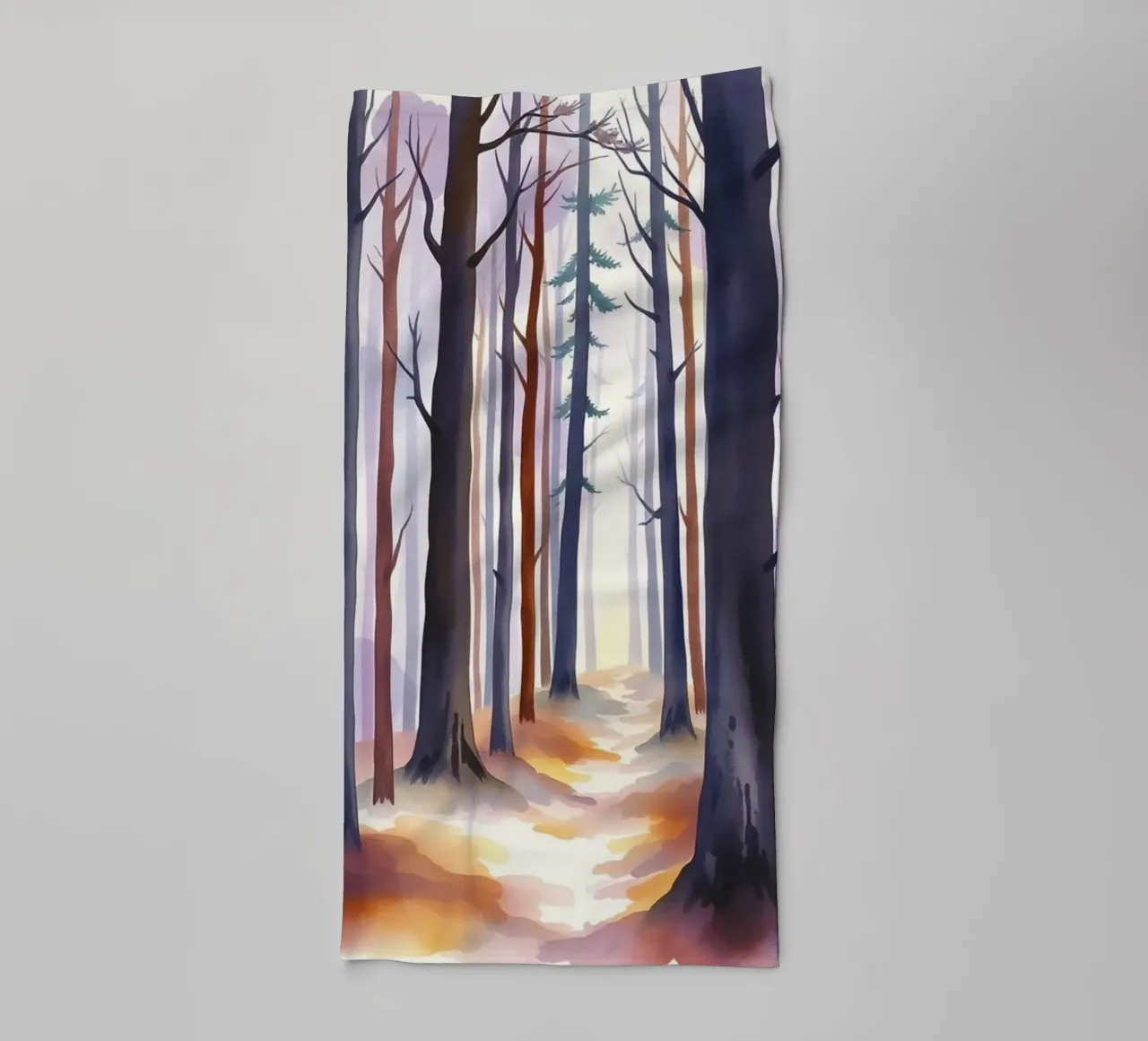 A Mystical Journey Through Tall Trees and Shimmering Light towel by Artistic-shop