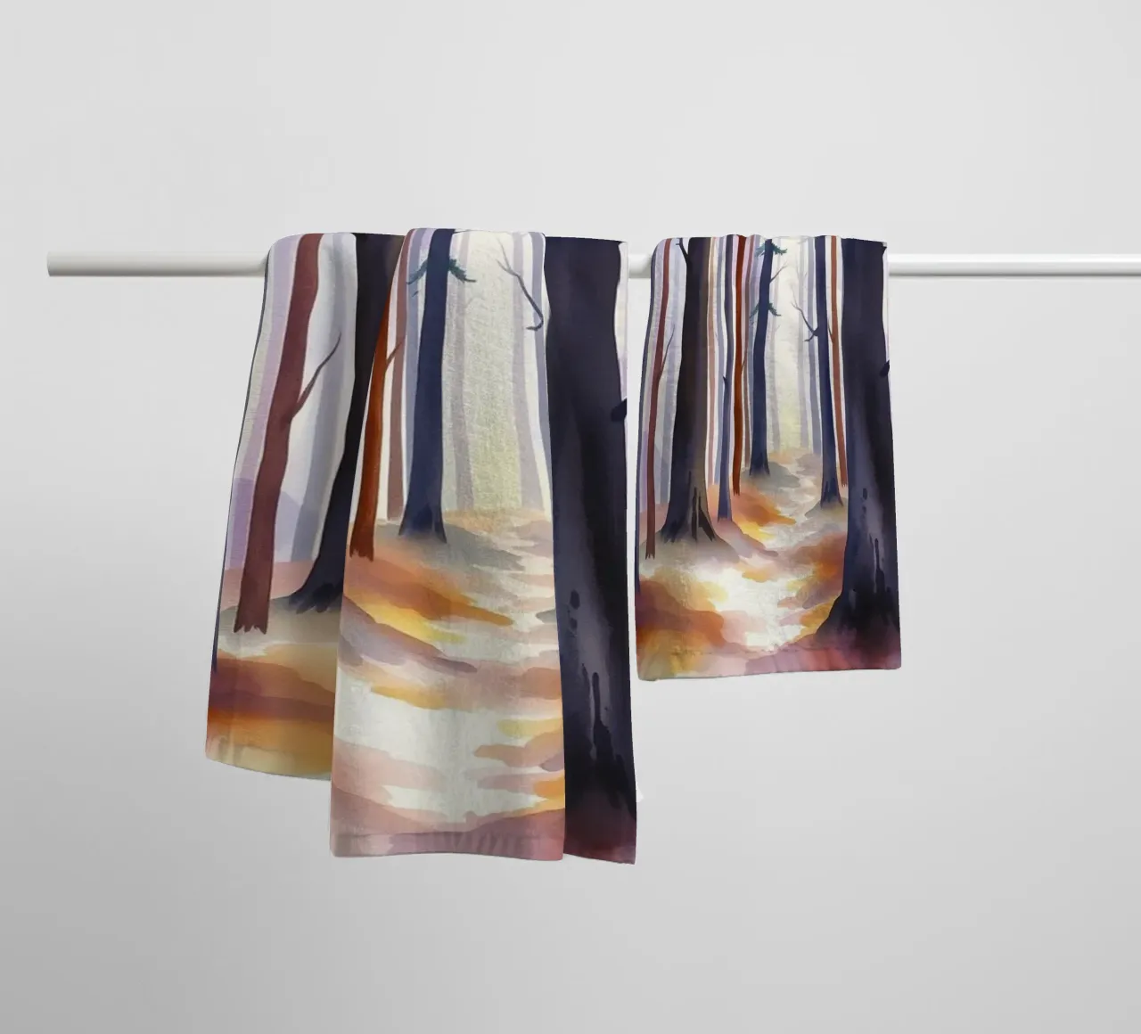 A Mystical Journey Through Tall Trees and Shimmering Light towel by Artistic-shop