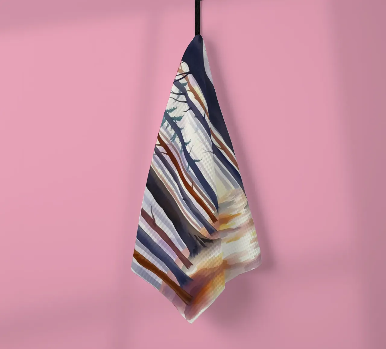 A Mystical Journey Through Tall Trees and Shimmering Light tea towel by Artistic-shop