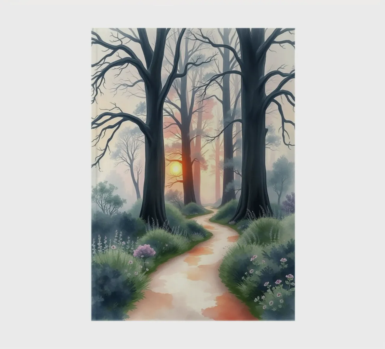 Enchanted Forest Path at Sunset notebook by Artistic-shop
