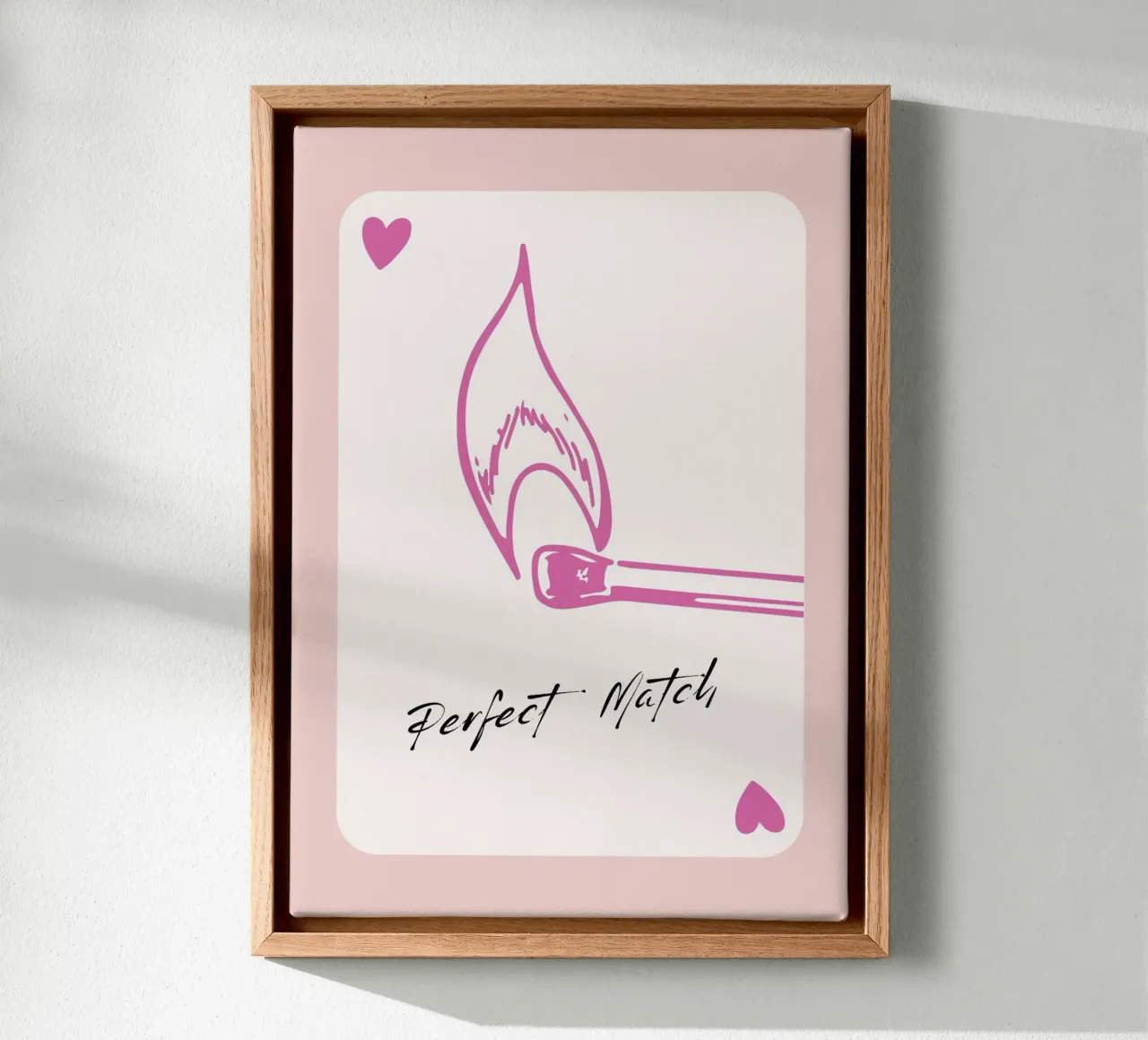 Perfect Match - Hart Kaart Matchstick Kunst canvas met Baklijst van homdeco