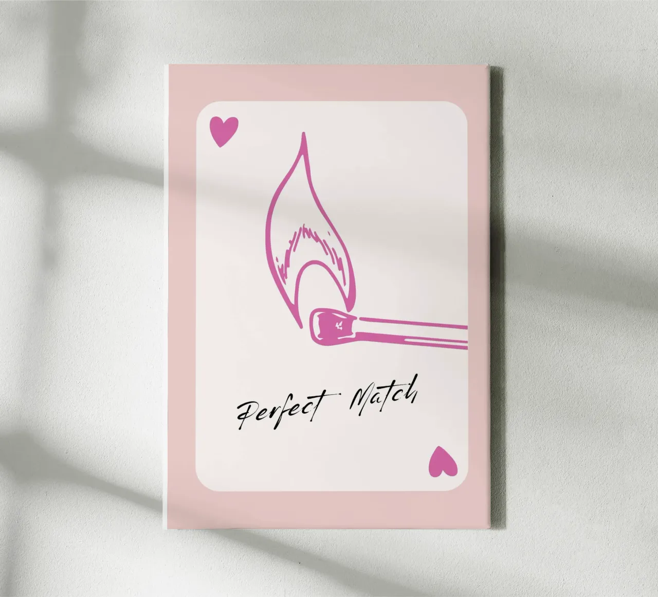 Perfect Match - Hart Kaart Matchstick Kunst canvas met Baklijst van homdeco