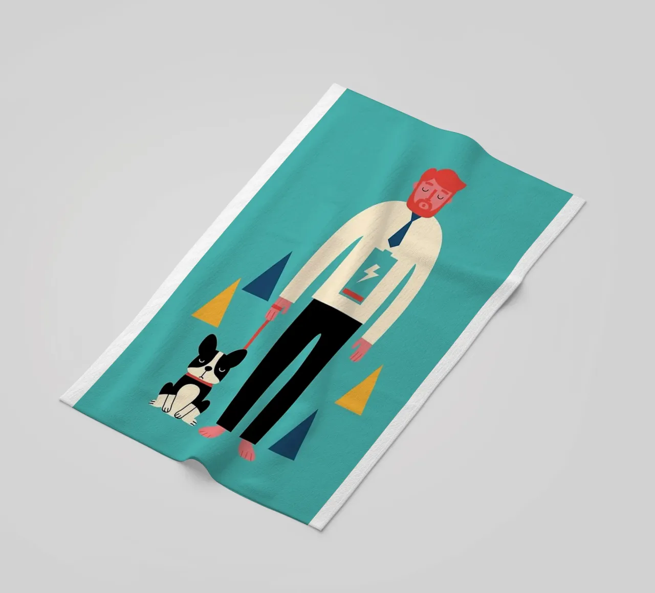 uomo cane rosso telo mare da frea shop