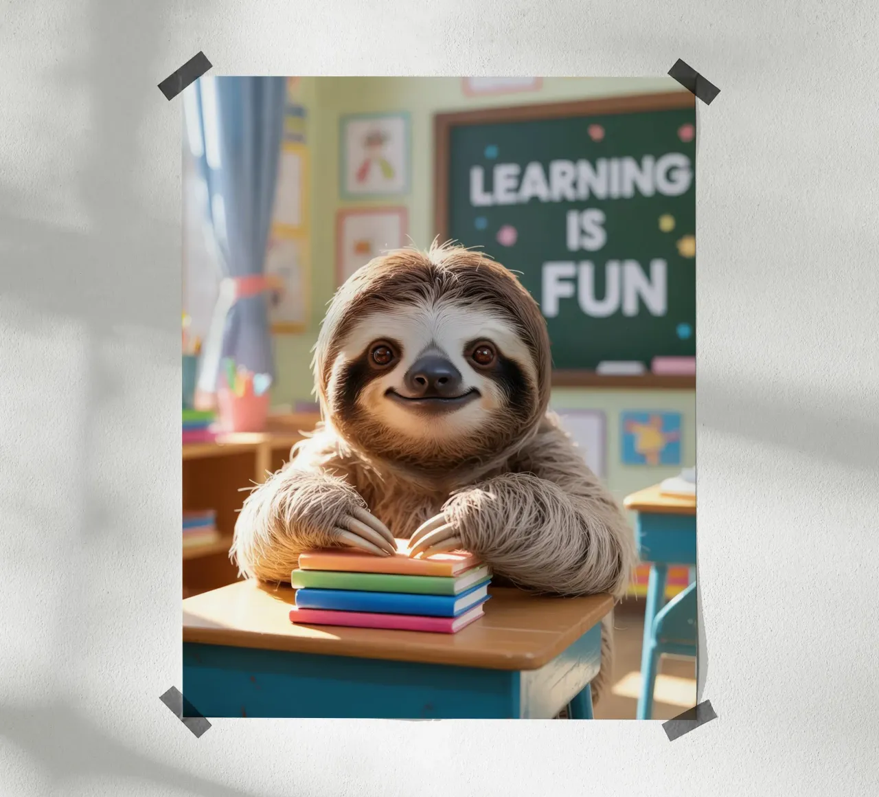 School motivation: Learning is fun, sloth poster by SlothStella
