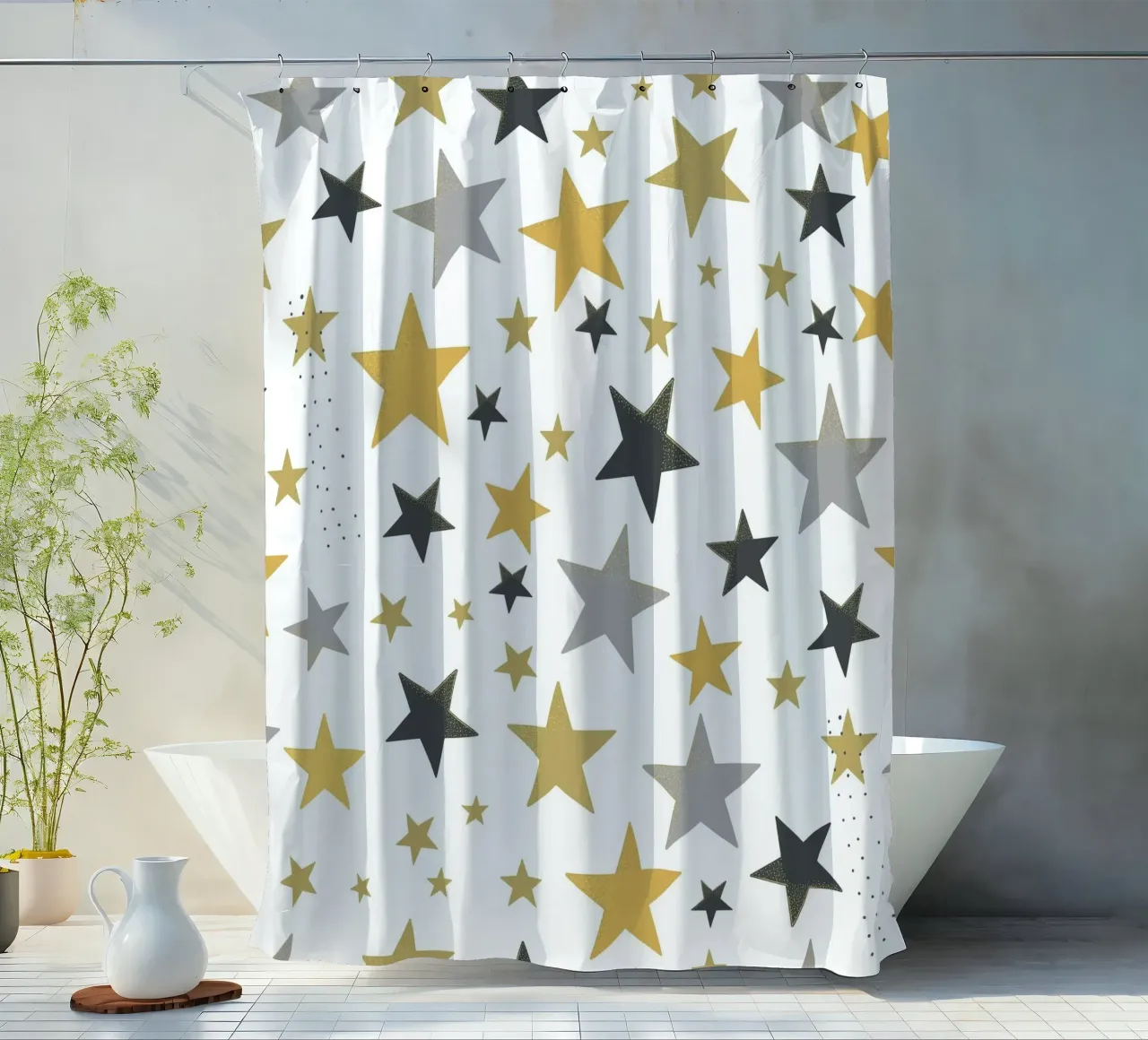 Stelle d'oro e d'argento che brillano tenda da doccia da gulsengunel