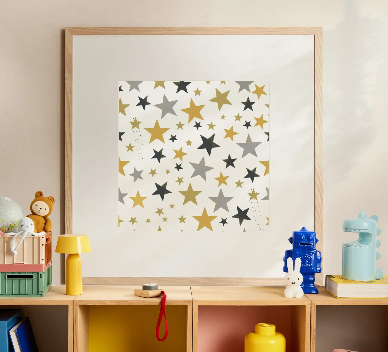 Stelle d'oro e d'argento che brillano poster con telaio in alluminio da gulsengunel