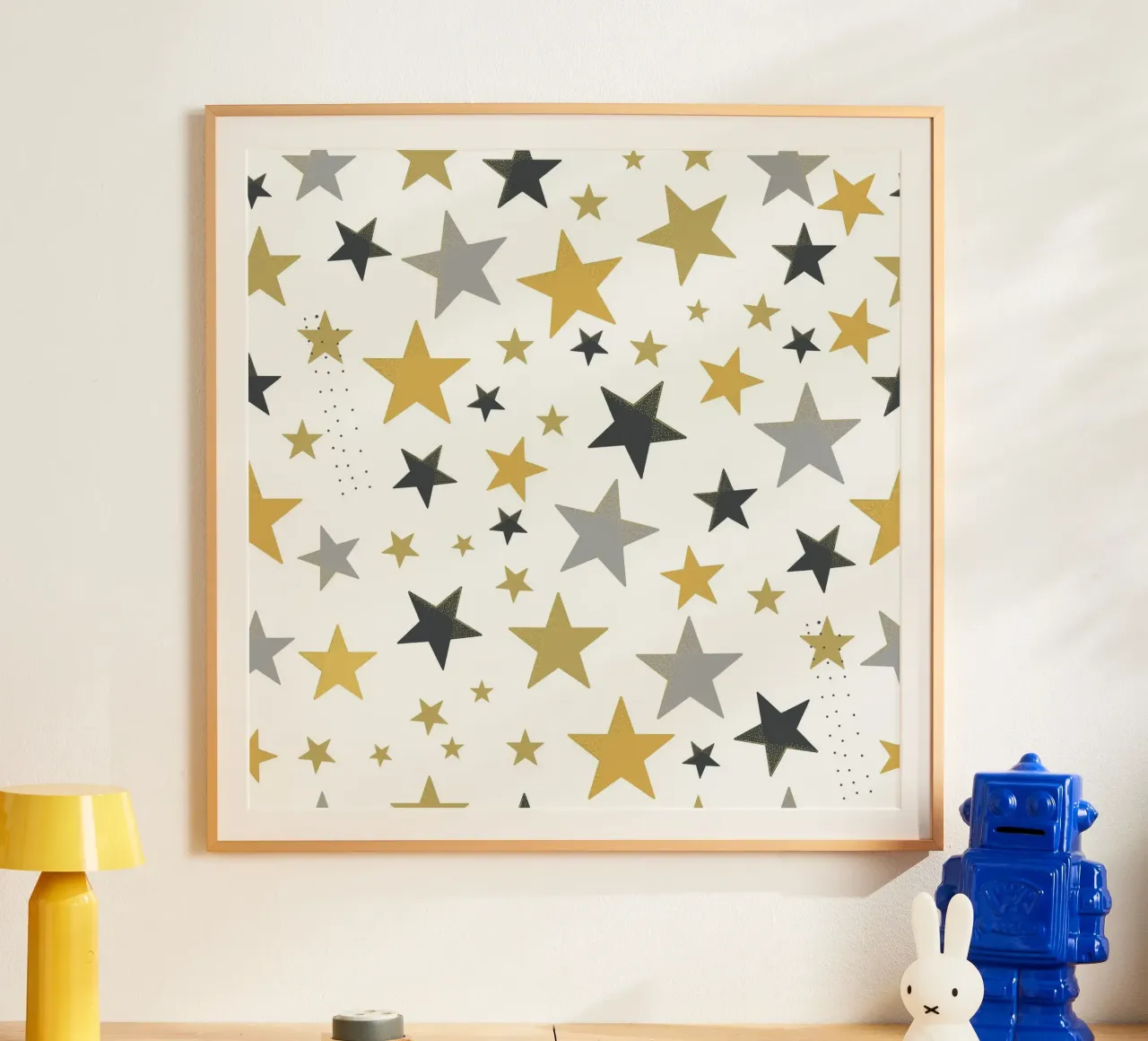 Stelle d'oro e d'argento che brillano poster con telaio in alluminio da gulsengunel