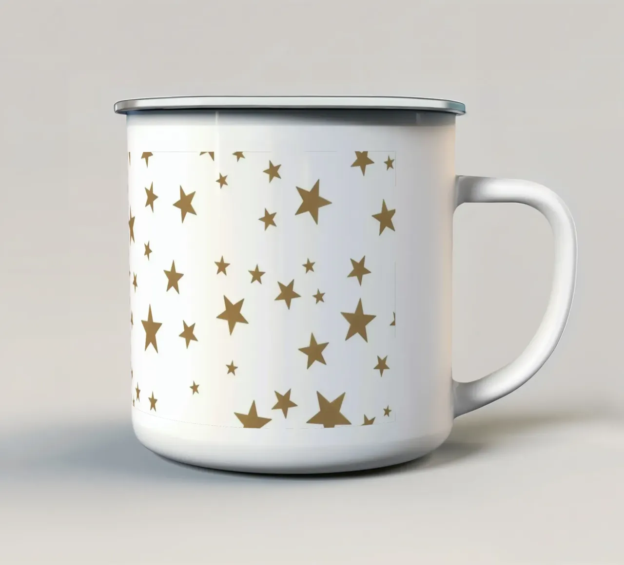 Stelle colorate bianche e dorate brillanti tazza in smalto da gulsengunel