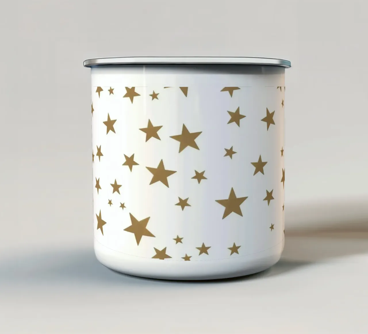 Stelle colorate bianche e dorate brillanti tazza in smalto da gulsengunel