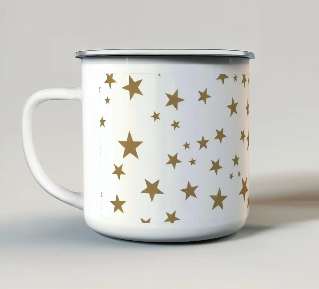 Stelle colorate bianche e dorate brillanti tazza in smalto da gulsengunel