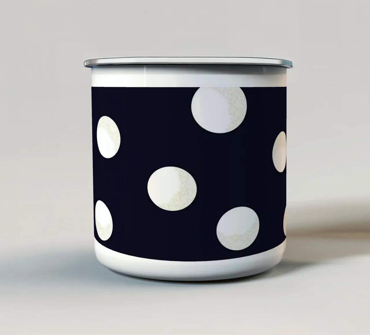 Motivo a pois bianchi e dorati di colore blu scuro tazza in smalto da gulsengunel