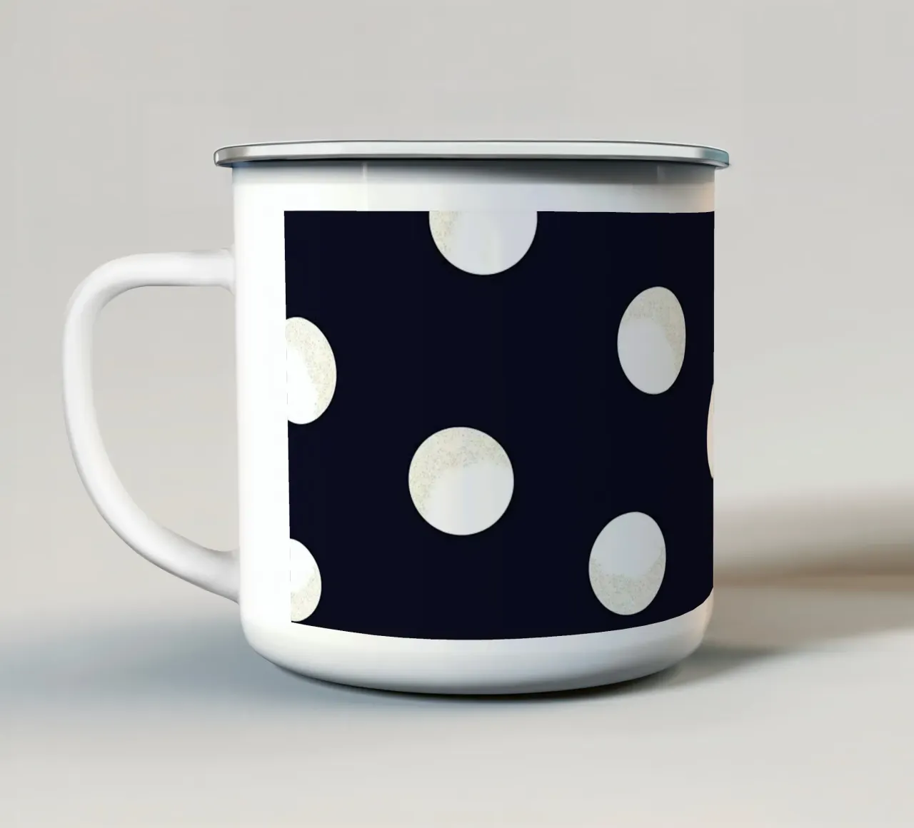 Motivo a pois bianchi e dorati di colore blu scuro tazza in smalto da gulsengunel