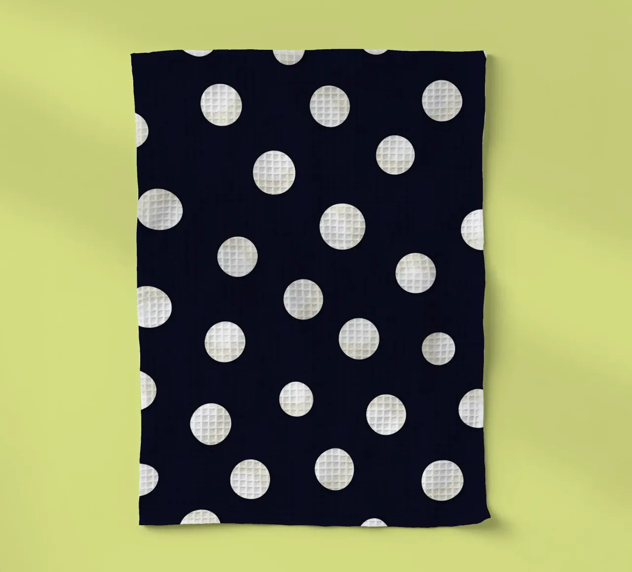Points dorés et blancs sur un motif moderne et élégant de couleur marine torchon de gulsengunel