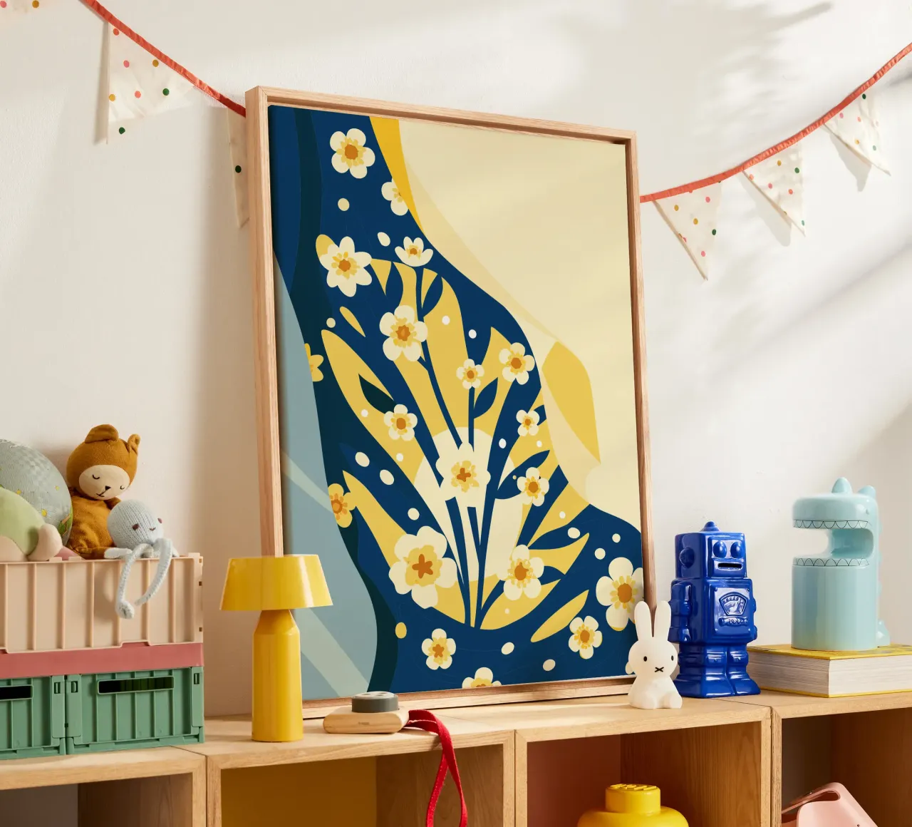 Gypsophila Tetragona Bloem canvas met Baklijst van HAPPY SHOP