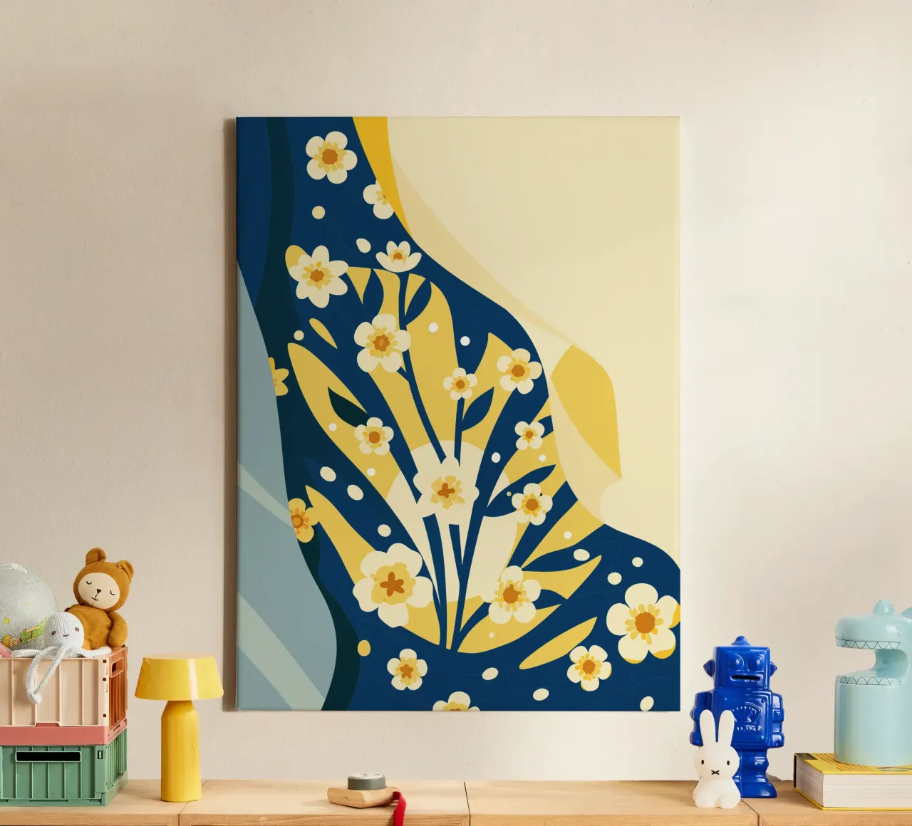 Gypsophila Tetragona Bloem canvas met Baklijst van HAPPY SHOP