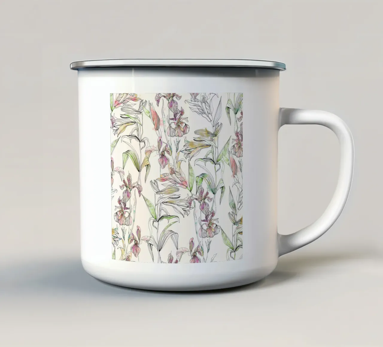 iris d'acqua tazza in smalto da Giulio Iurissevich