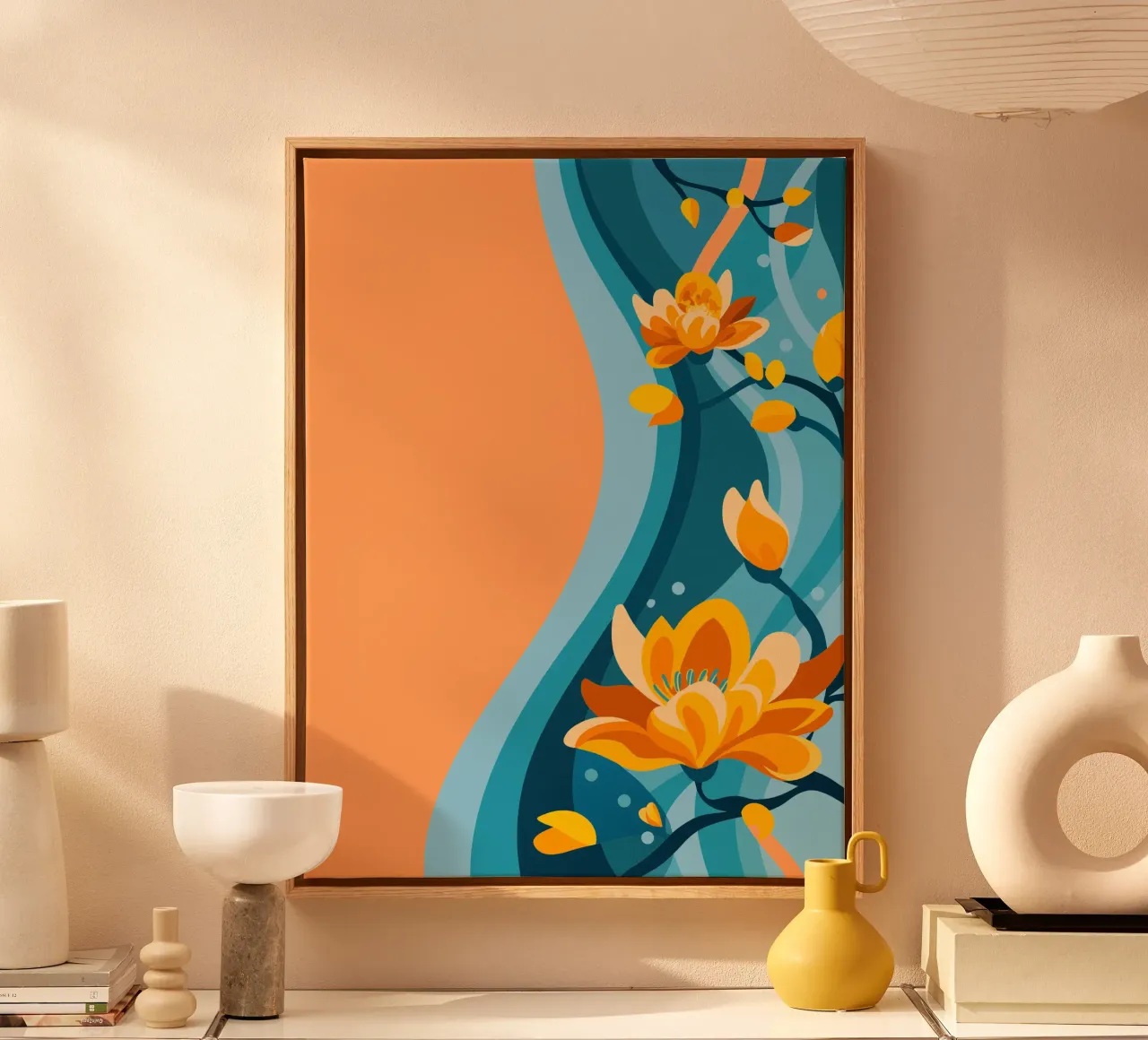 Fiore di magnolia tela con Cornice a cassetta da HAPPY SHOP