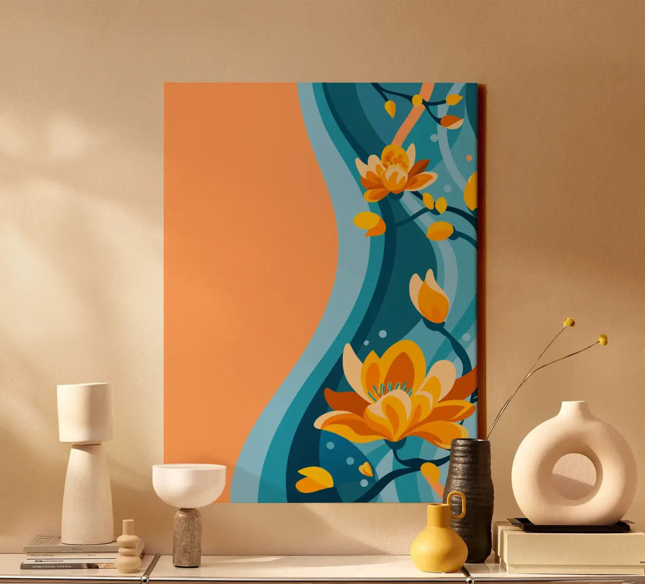 Fiore di magnolia tela con Cornice a cassetta da HAPPY SHOP