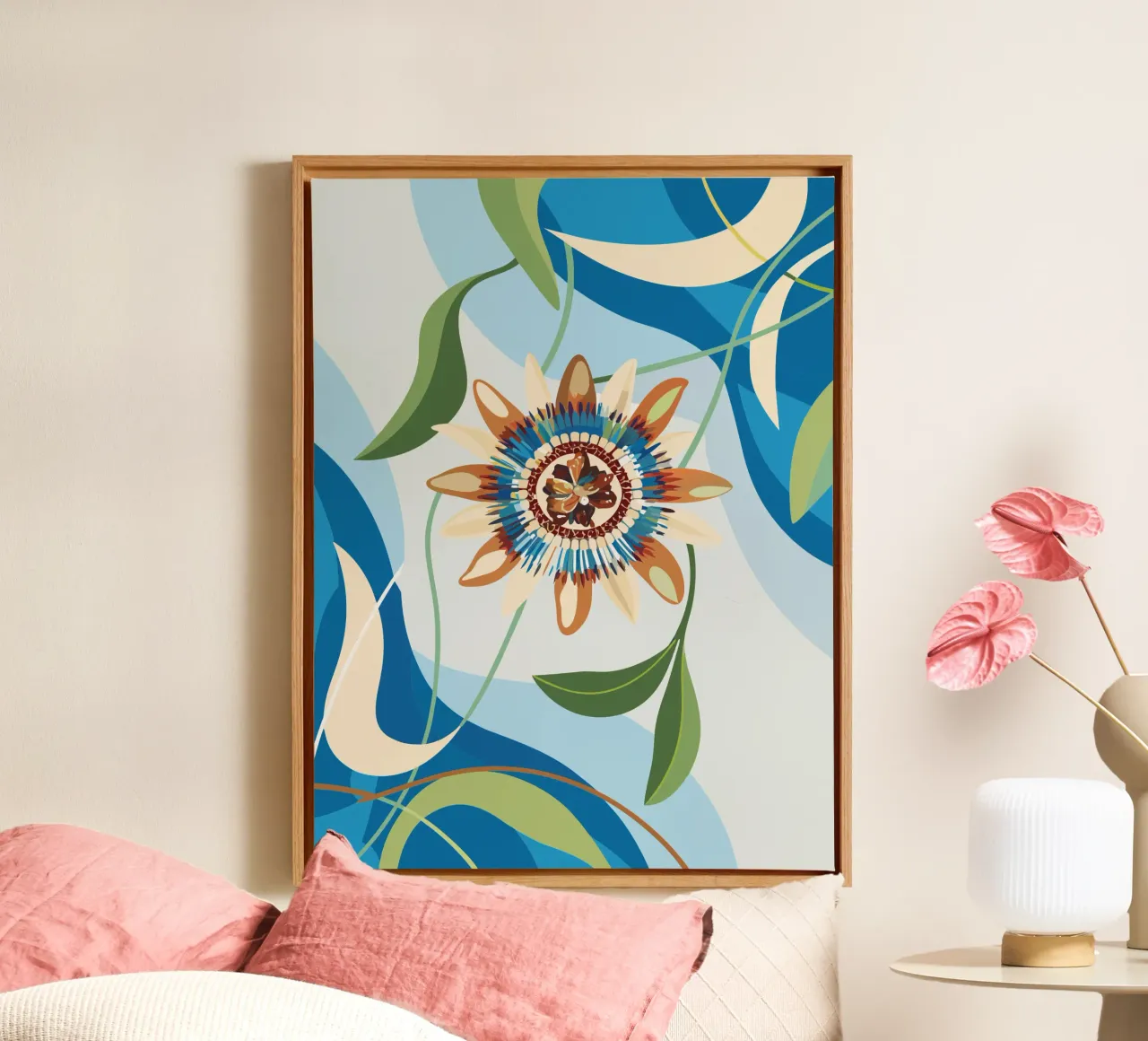 Nymphaea Tetragona Bloem canvas met Baklijst van HAPPY SHOP