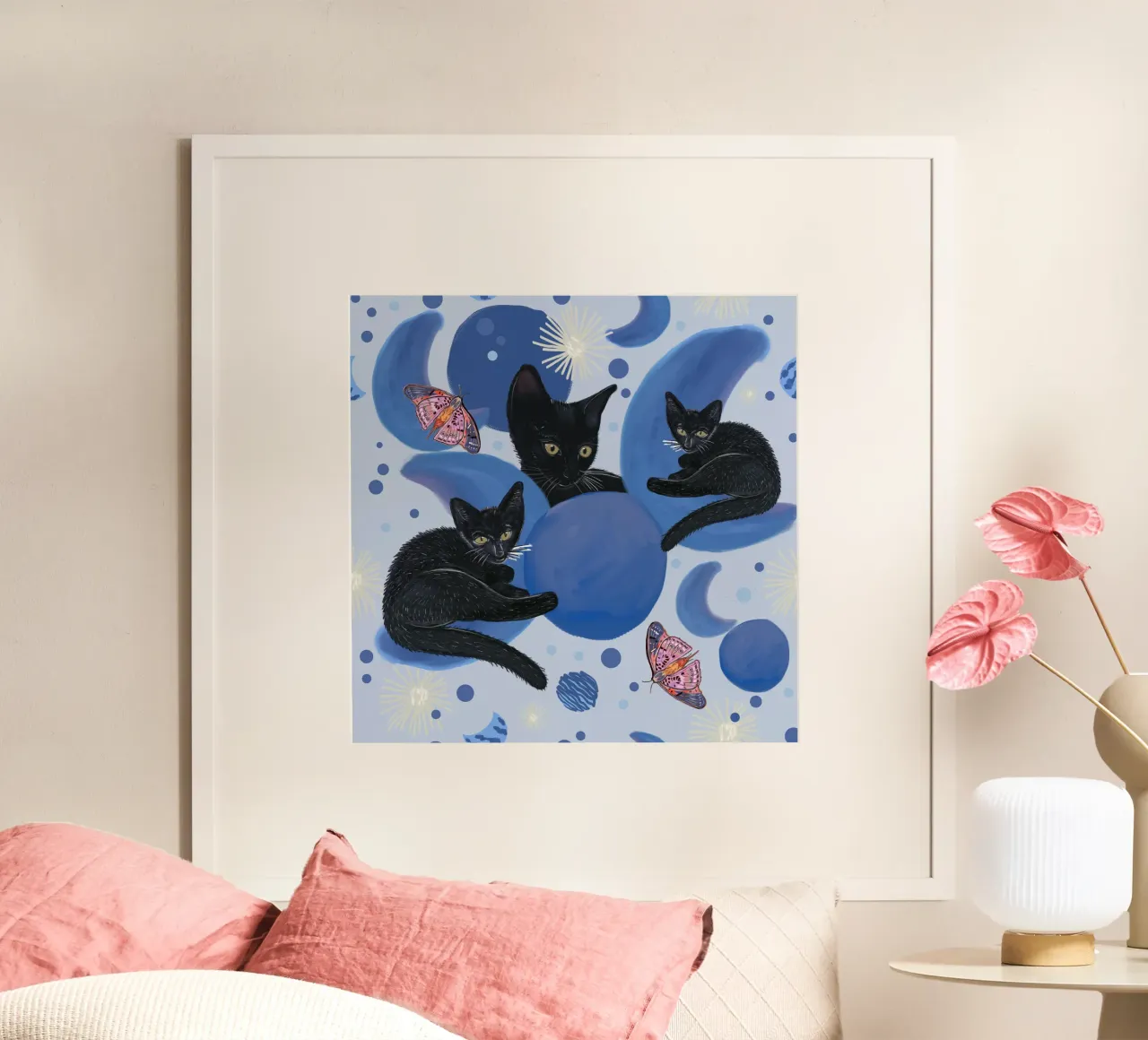 Gatto nero e fasi lunari poster da gulsengunel