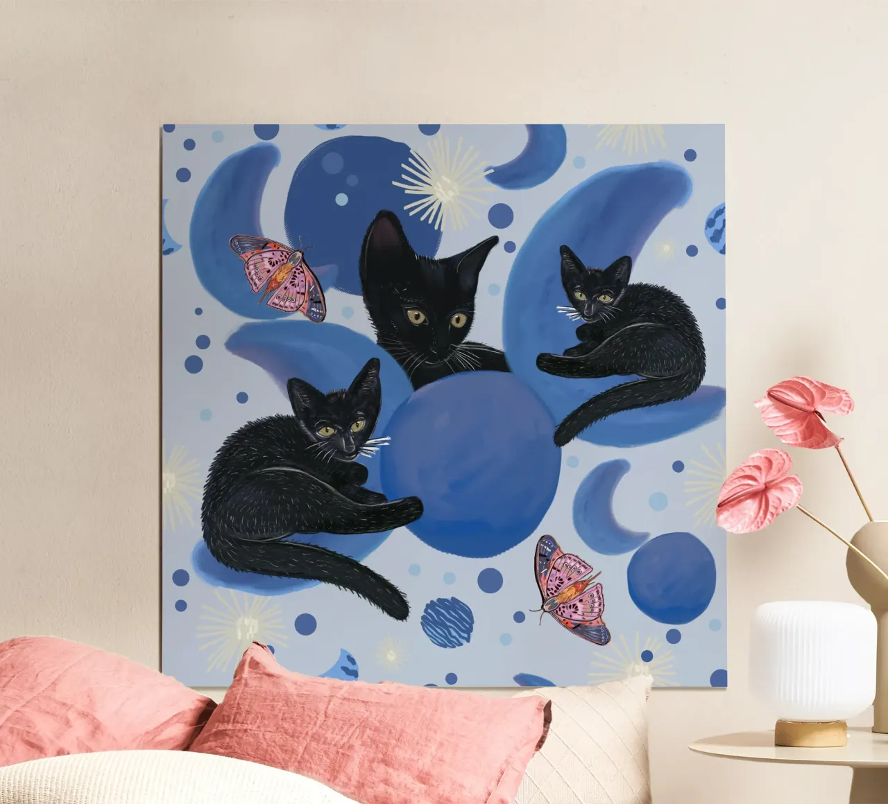 Gatto nero e fasi lunari poster da gulsengunel