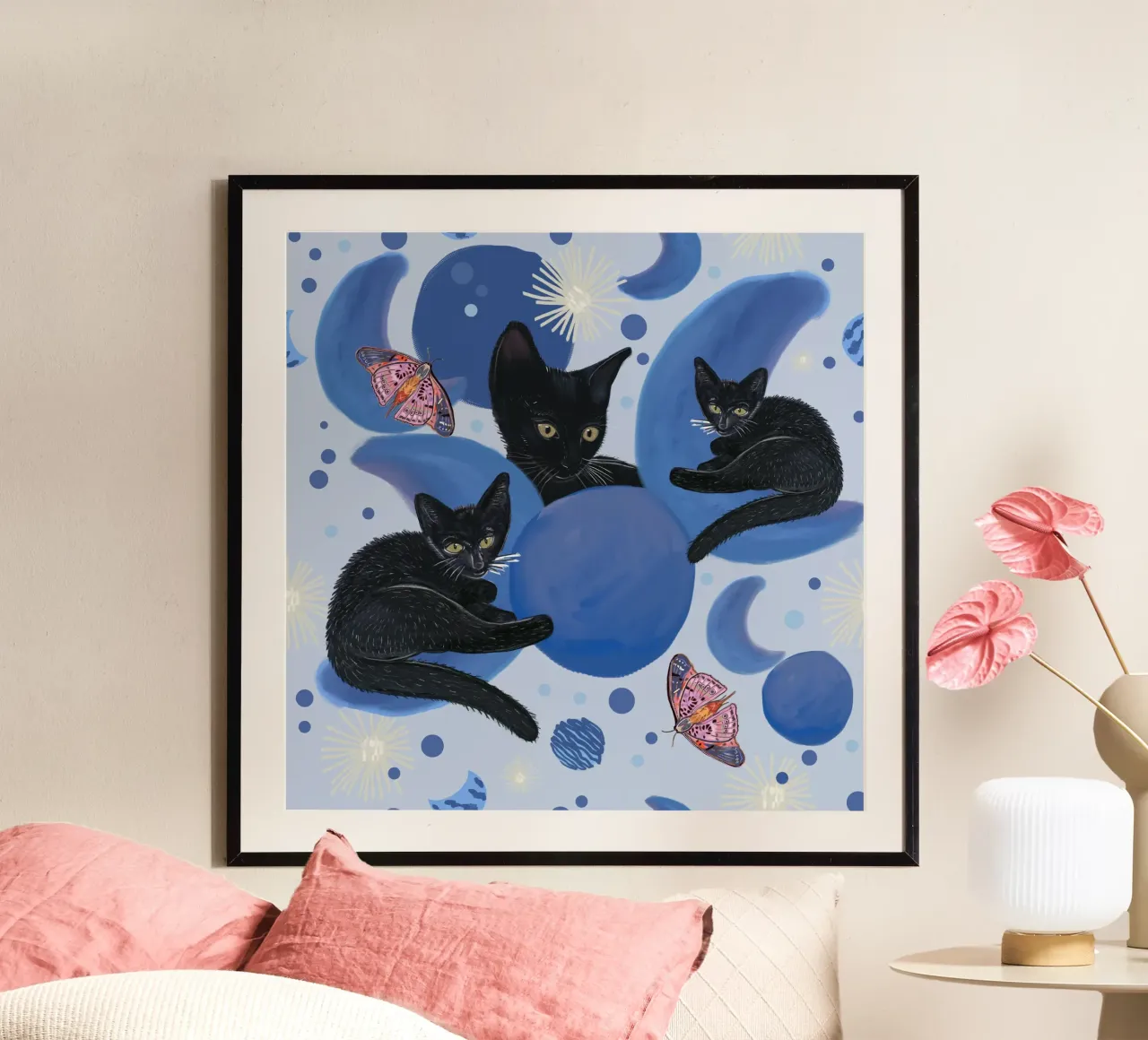 Gatto nero e fasi lunari poster da gulsengunel