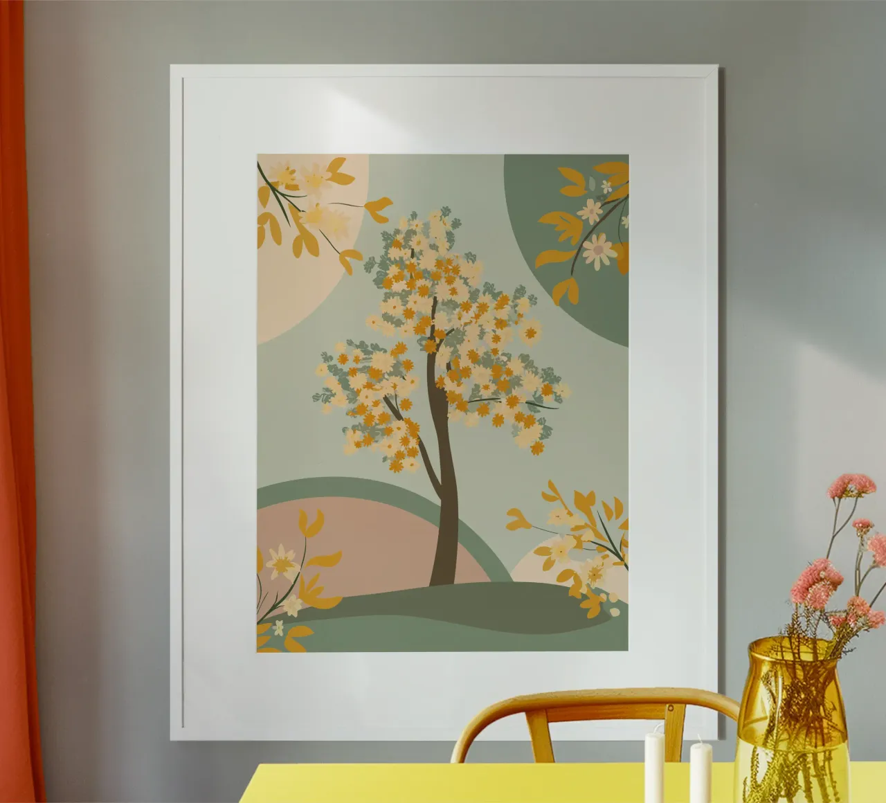 Albero dei ciliegi in fiore poster con telaio in alluminio da HAPPY SHOP