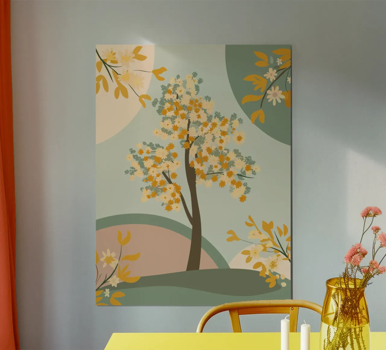 Albero dei ciliegi in fiore poster con telaio in alluminio da HAPPY SHOP