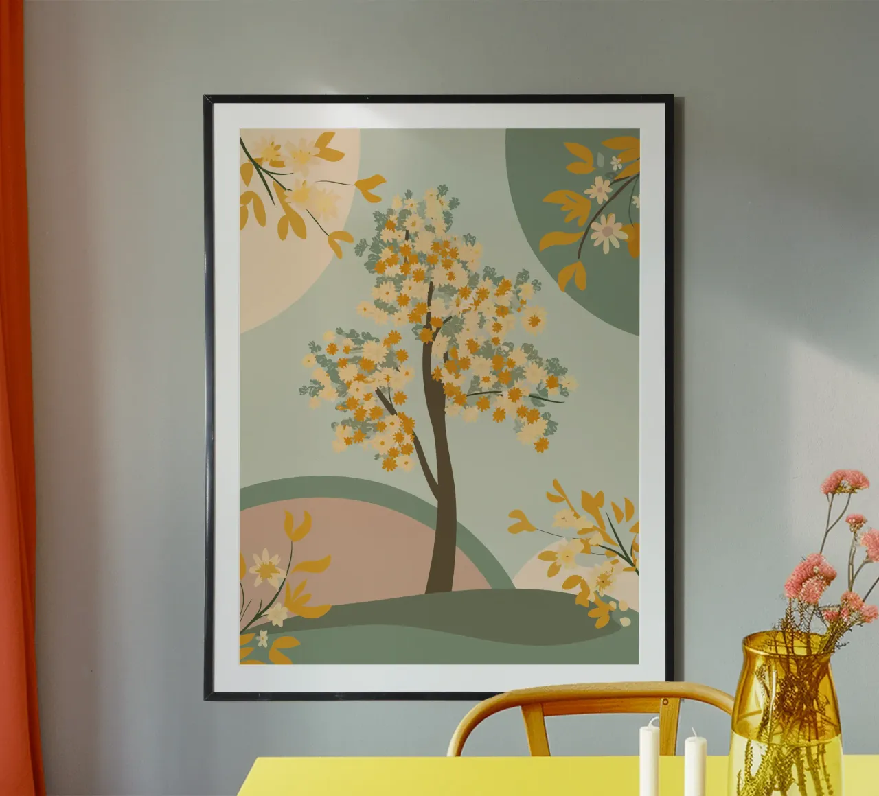 Albero dei ciliegi in fiore poster con telaio in alluminio da HAPPY SHOP
