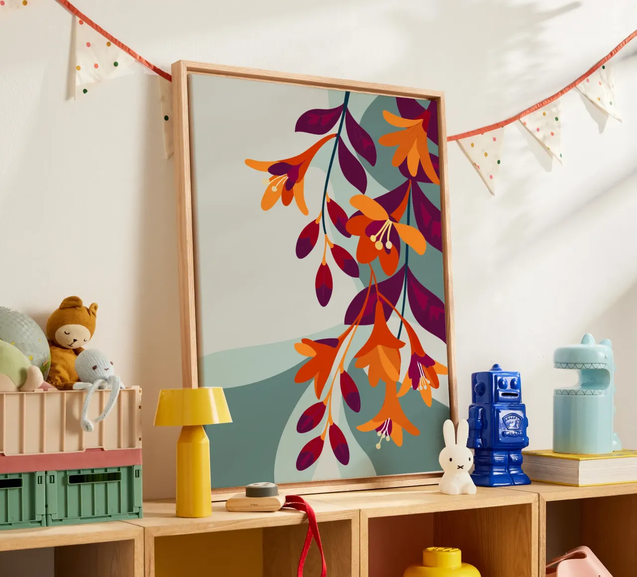 Russelia Bloem canvas met Baklijst van HAPPY SHOP
