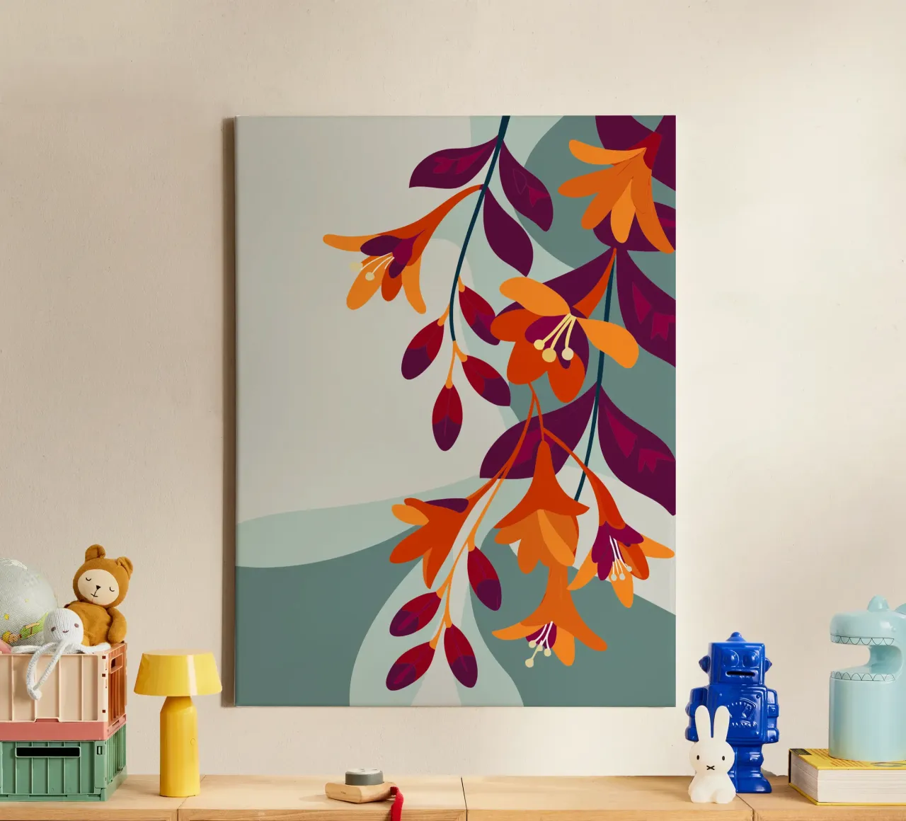Russelia Bloem canvas met Baklijst van HAPPY SHOP
