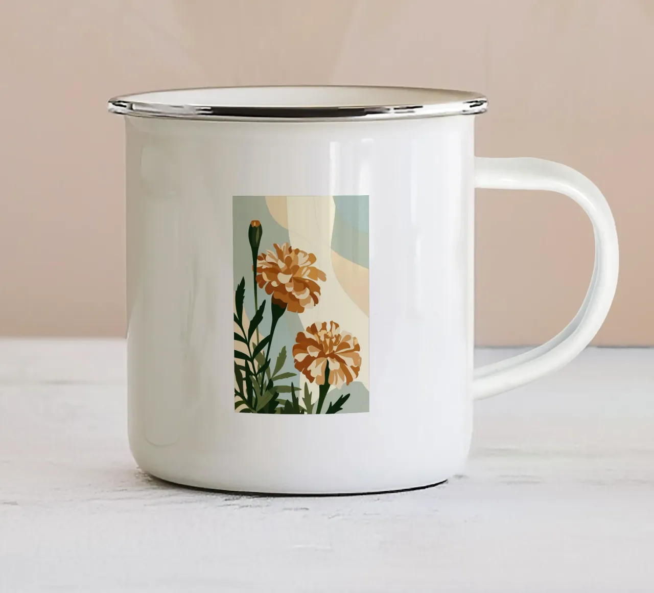 Tagetes Erecta Fiore tazza in smalto da HAPPY SHOP