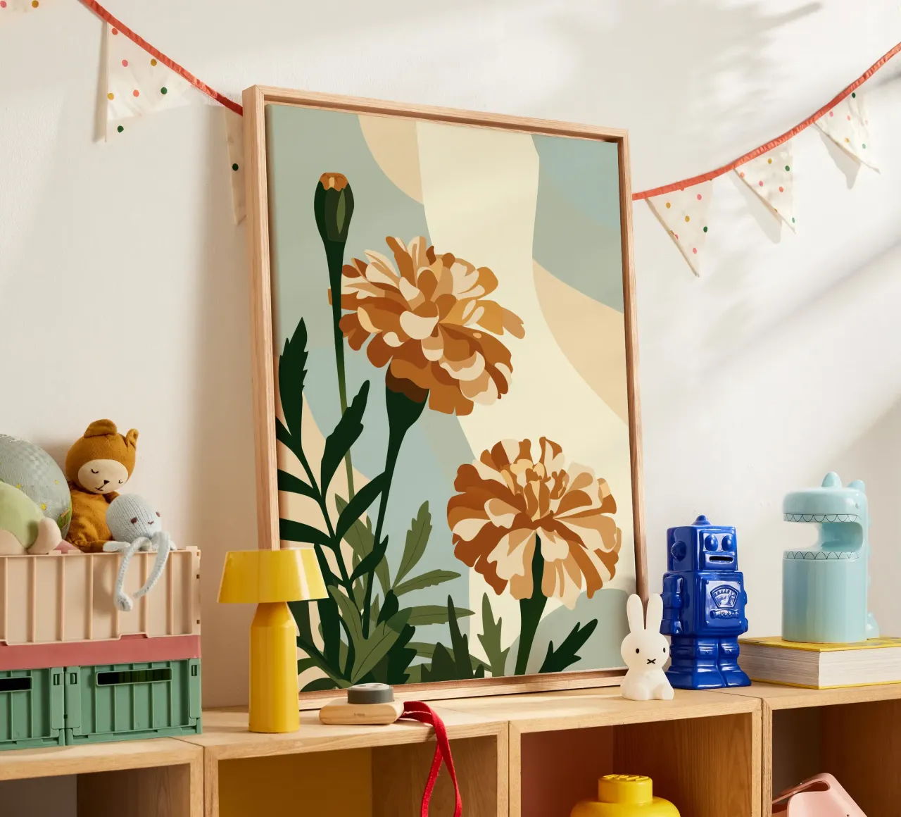 Tagetes Erecta Fiore tela con Cornice a cassetta da HAPPY SHOP