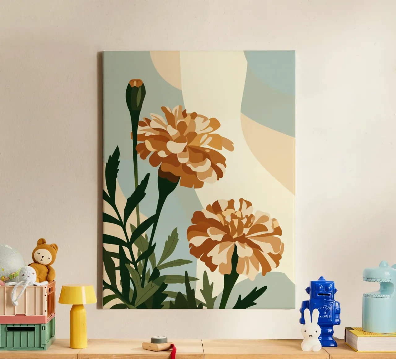 Tagetes Erecta Fiore tela con Cornice a cassetta da HAPPY SHOP