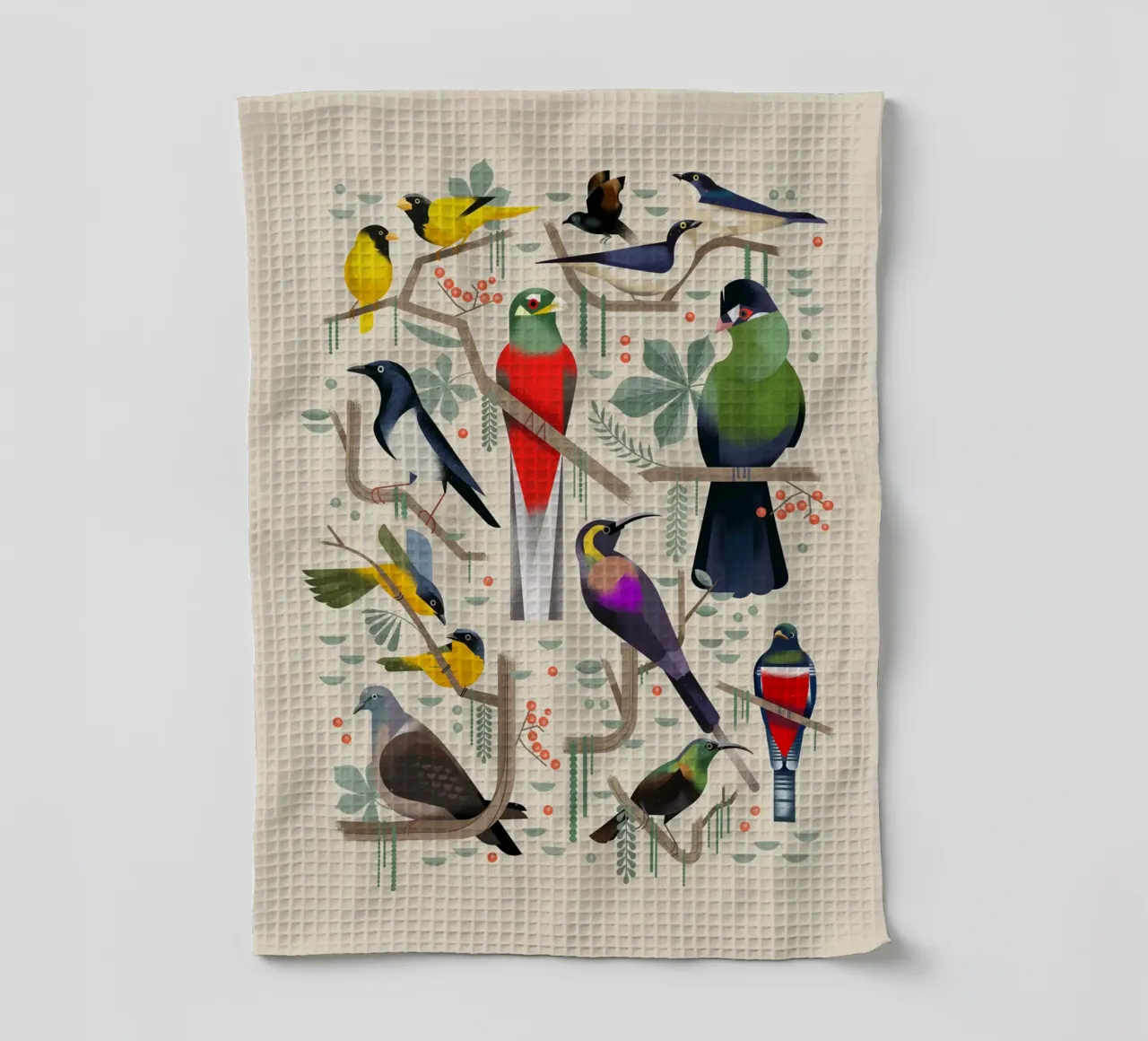 Birds tea towel by Dieter Braun