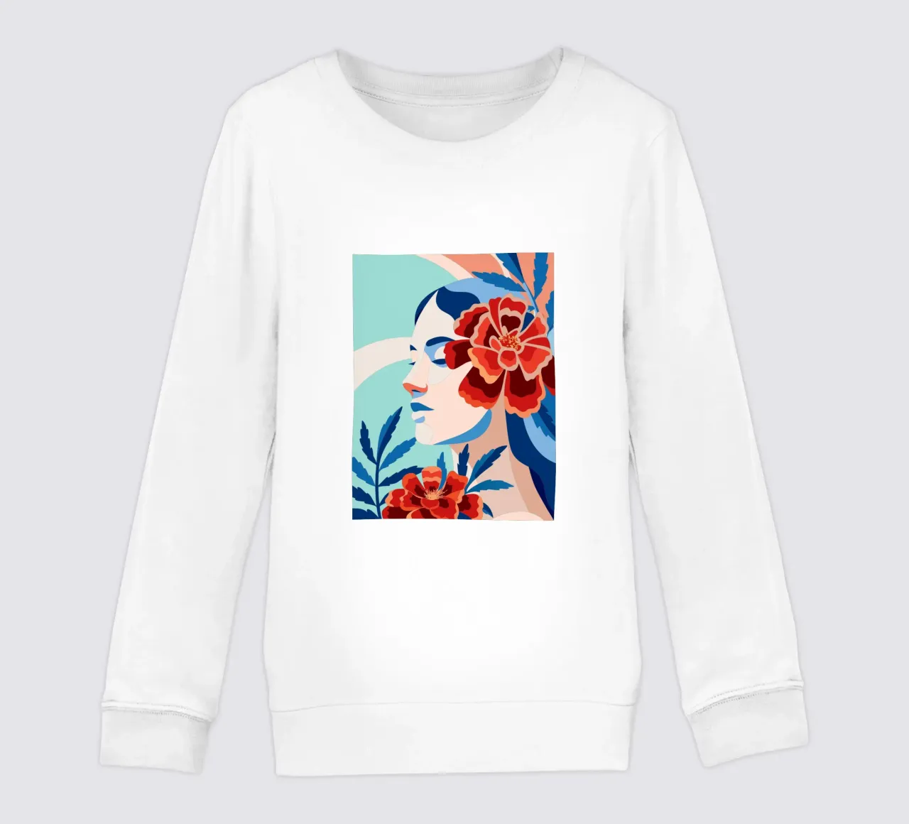 Donna con fiori felpa bambino da HAPPY SHOP