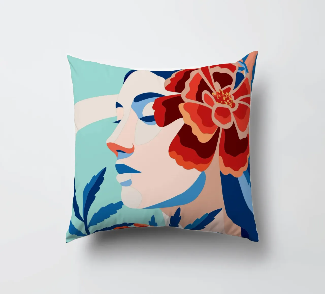 Donna con fiori cuscino da HAPPY SHOP