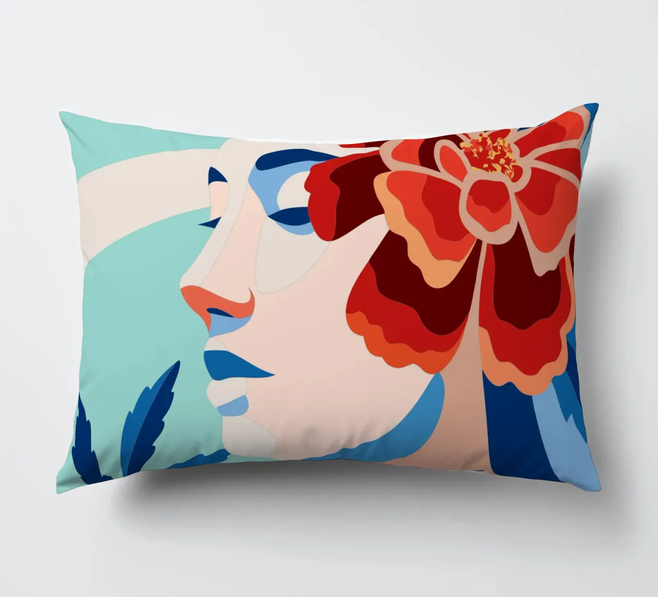 Donna con fiori cuscino da HAPPY SHOP