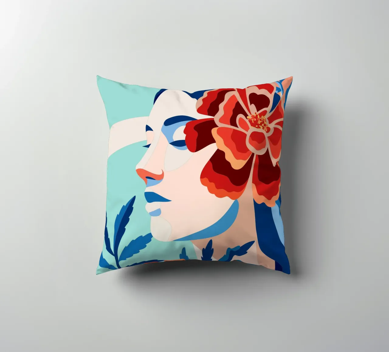 Donna con fiori cuscino da HAPPY SHOP