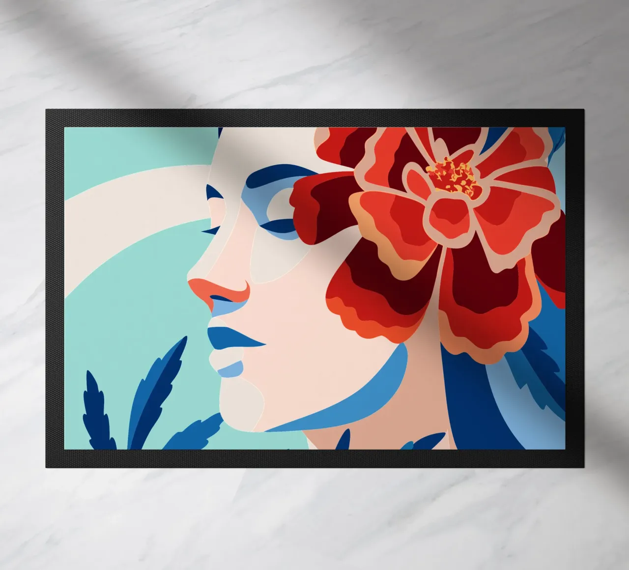 Donna con fiori zerbino da HAPPY SHOP