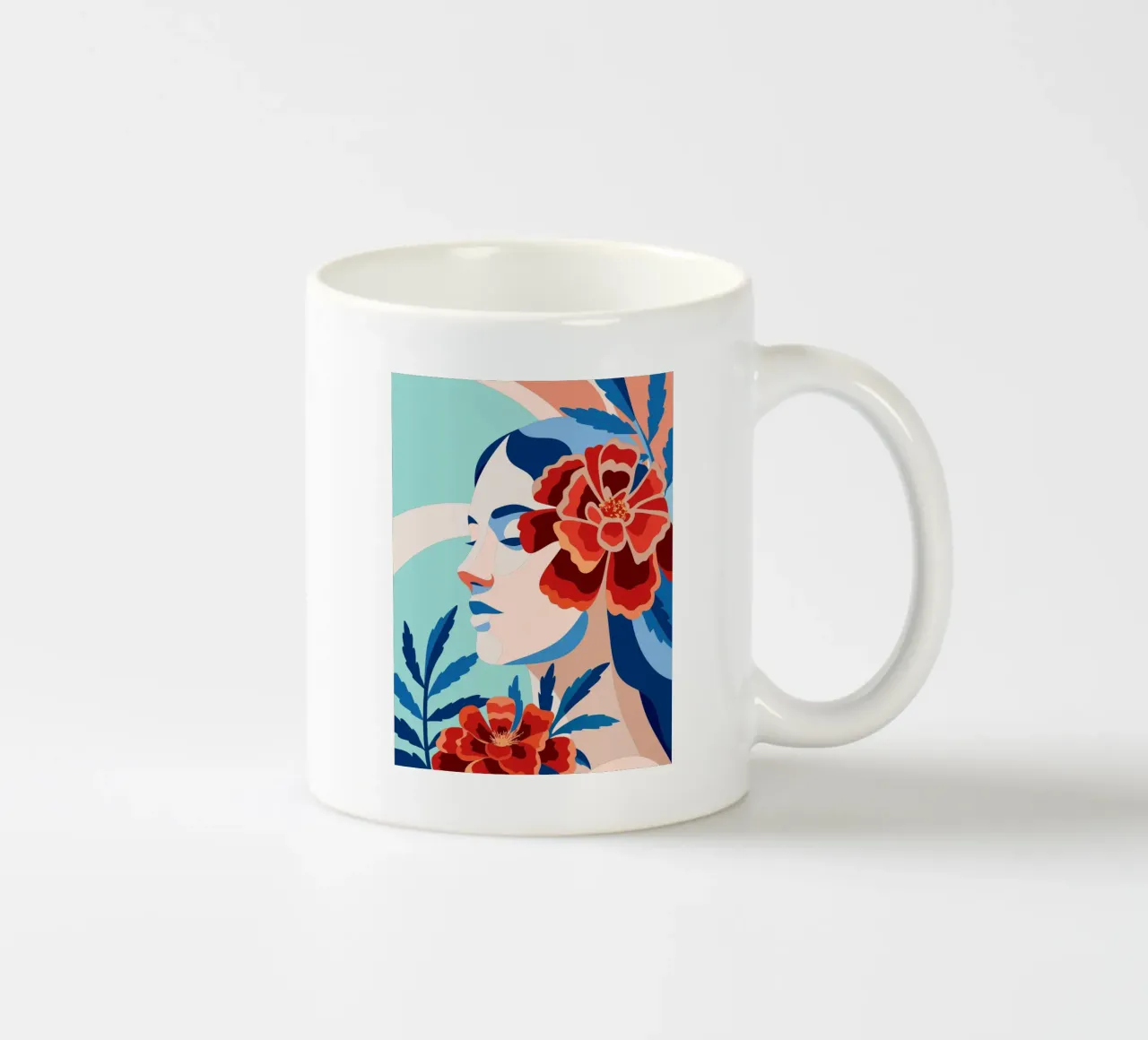 Donna con fiori tazza in ceramica da HAPPY SHOP
