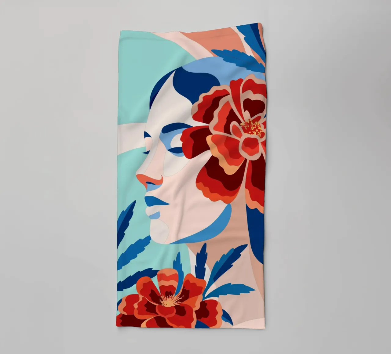 Donna con fiori asciugamano da bagno da HAPPY SHOP