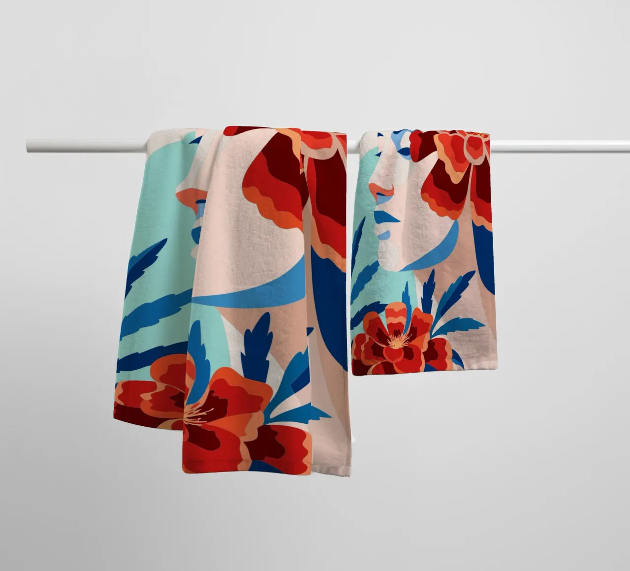 Donna con fiori asciugamano da bagno da HAPPY SHOP