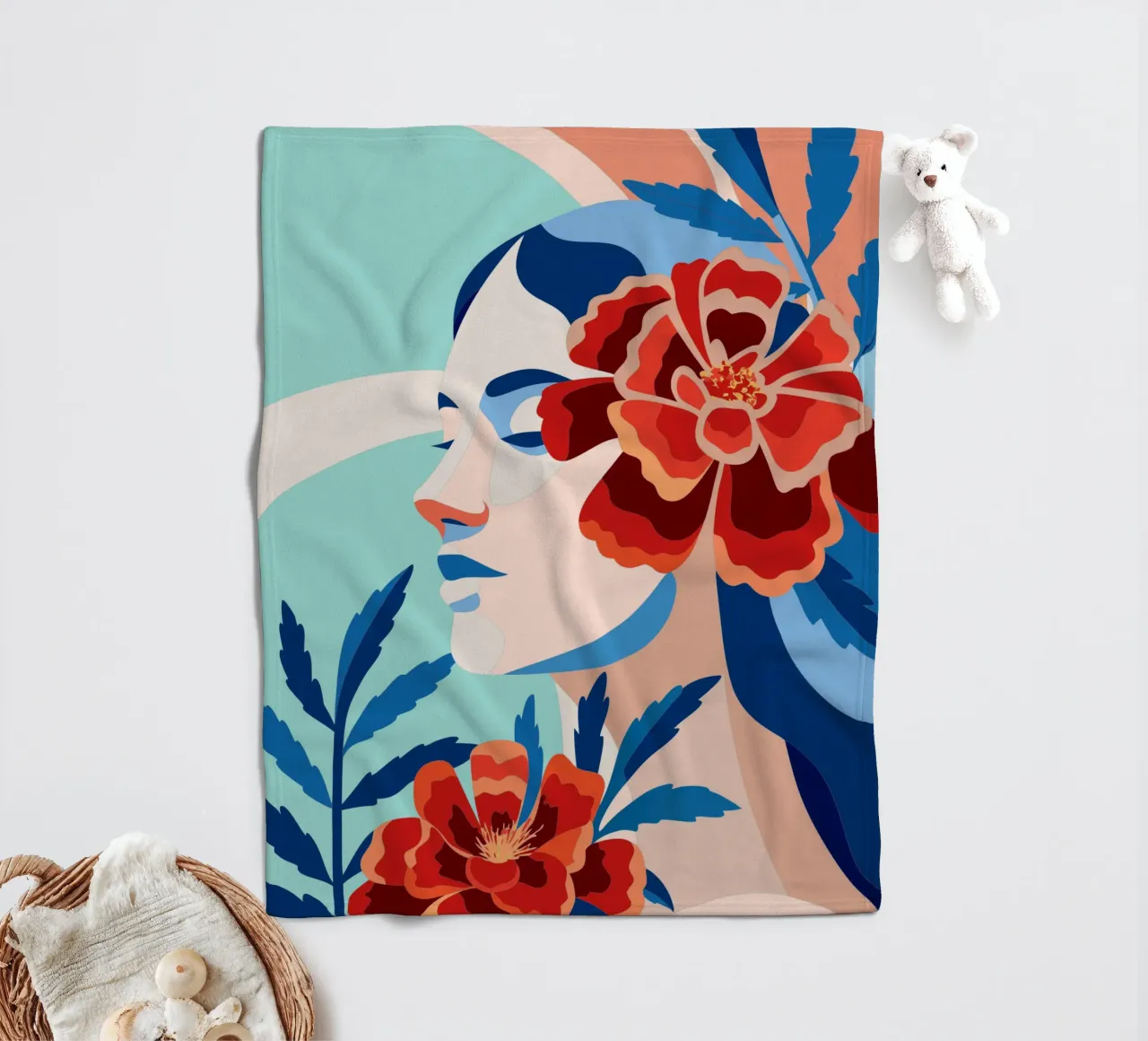 Donna con fiori coperta in pile da HAPPY SHOP