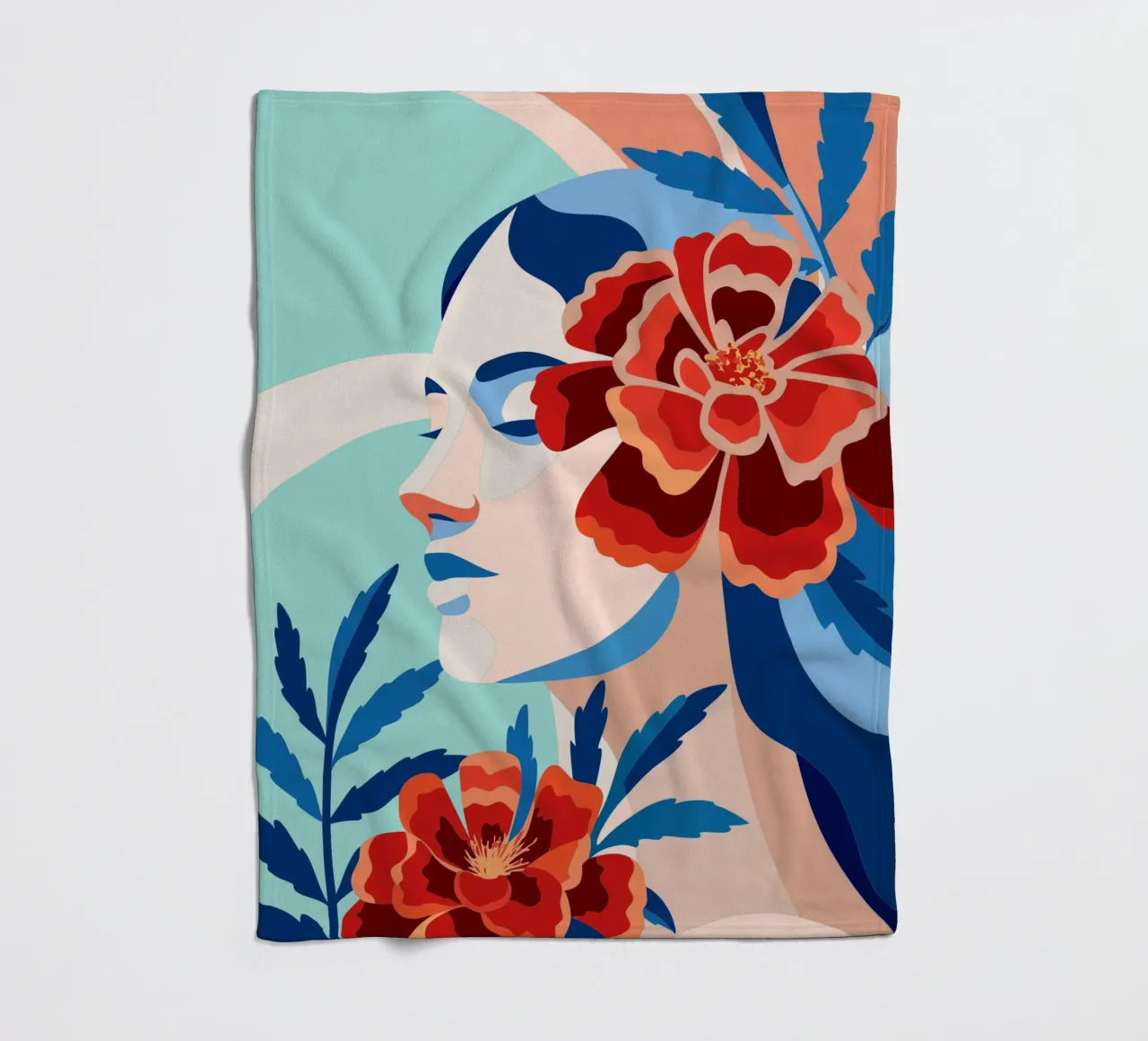 Donna con fiori coperta in pile da HAPPY SHOP