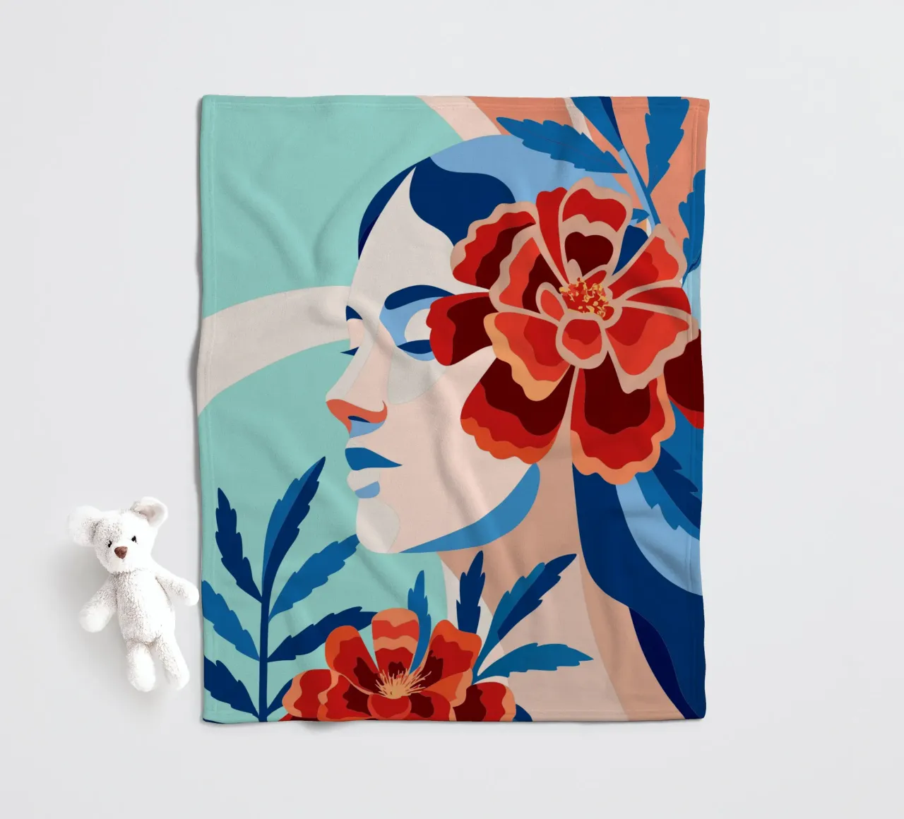 Donna con fiori coperta in pile da HAPPY SHOP