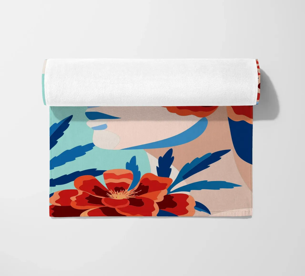 Donna con fiori telo mare da HAPPY SHOP